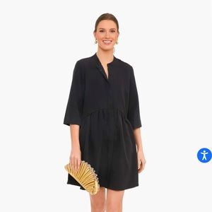 Tuckernuck Black Stretch Crepe Royal Shirt Dress (XS)